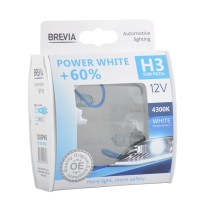 Галогенова лампа Brevia H3 12V 55W PK22s Power White +60% 4300K S2 Галогенова лампа Brevia H3 12V 55W PK22s Power White +60% 4300K S2