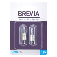 Лампа розжарювання Brevia H6W 12V 6W BA9s 2шт Лампа розжарювання Brevia H6W 12V 6W BA9s 2шт