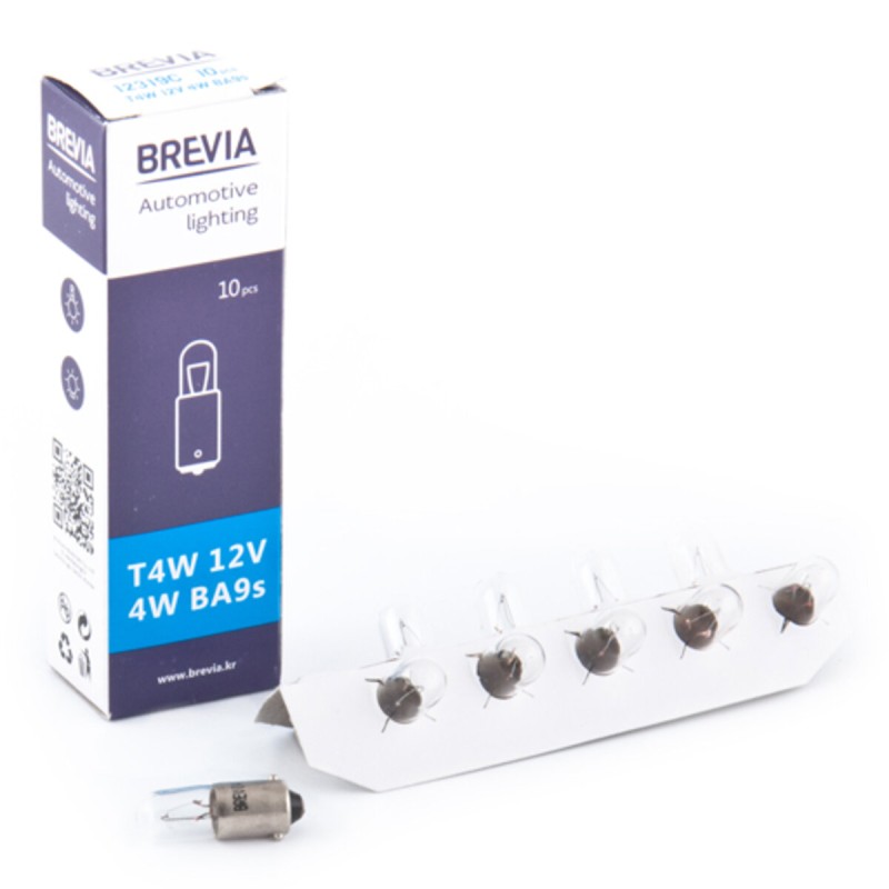 Лампа розжарювання Brevia T4W 12V 4W BA9s CP, 10шт