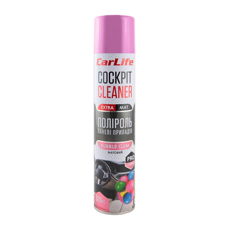 Поліроль для панелі приладів CarLife Cockpit Cleaner EXTRA MAT Бабл гам, 320мл