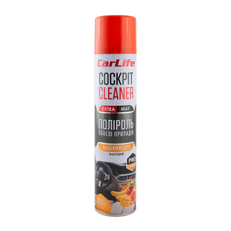 Поліроль для панелі приладів CarLife Cockpit Cleaner EXTRA MAT Мультифрукт, 320мл