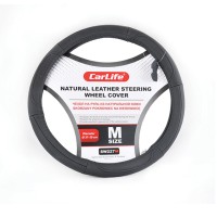 Чохол на кермо CarLife 39-41 см шкіряний чорний SW227L