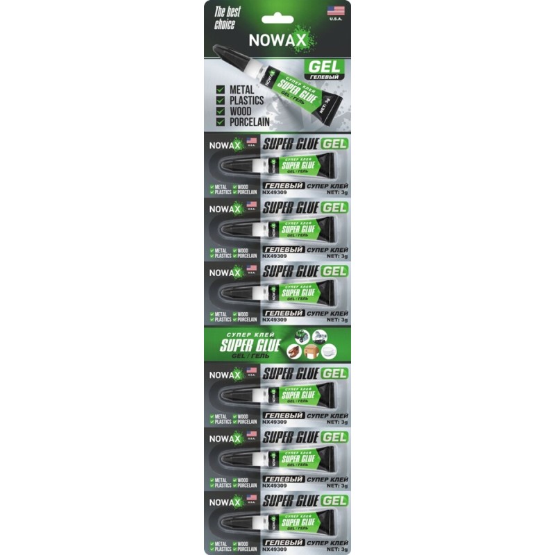 Суперклей гель Nowax Super Glue Gel 3г*6шт, дисплей
