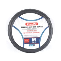 Чохол на кермо Carlife 37-39 см зі штучної шкіри, чорний SW111M