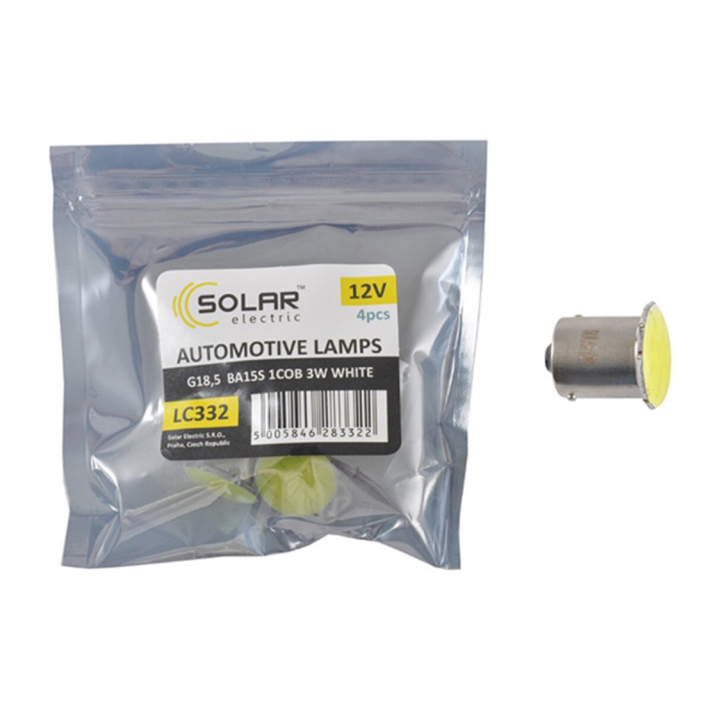 LED автолампа Solar 12V G18.5 BA15s 1COB 96LM white 4шт