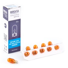 Лампа розжарювання Brevia WY5W 12V 5W W2.1x9.5d AMBER CP, 10шт
