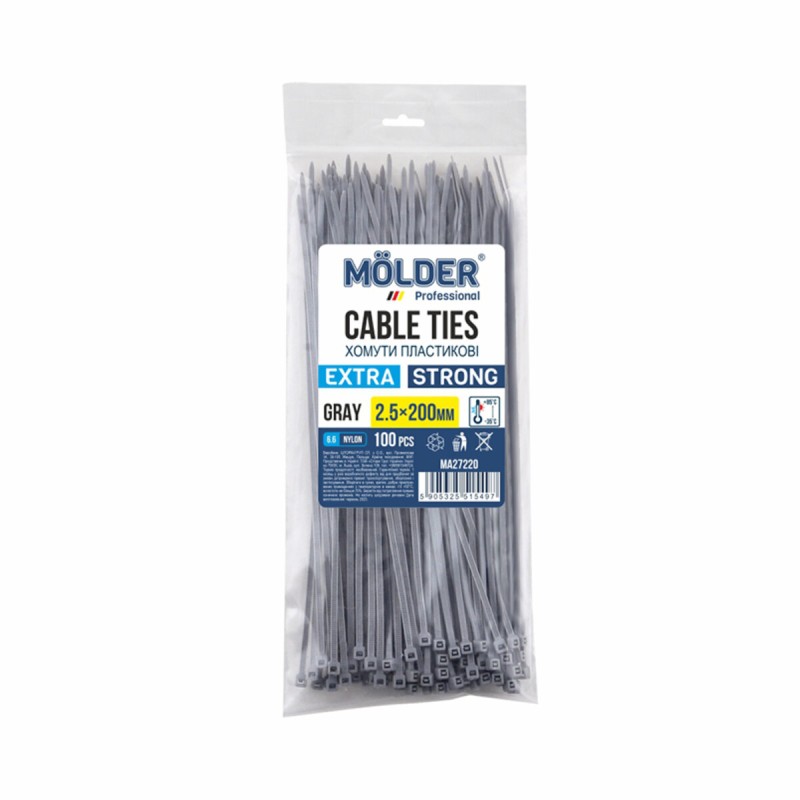 Хомути Molder пластикові сірі 2,5x200, 100шт