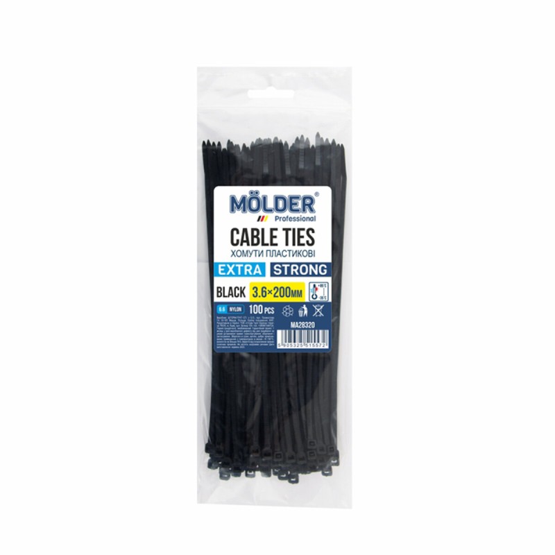Хомути Molder пластикові чорні 3.6x200, 100шт