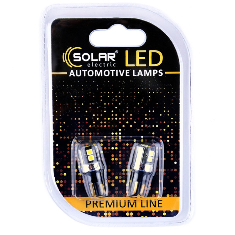 LED автолампа Solar 12V T10 W2.1x9.5d 6SMD white, 2шт SL1341