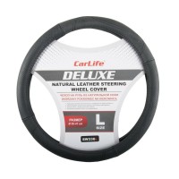 Чохол на кермо Carlife 39-41 см шкіряний Delux, чорний SW336L