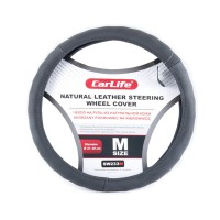 Чохол на кермо Carlife 35-37 см шкіряний, чорний SW233S