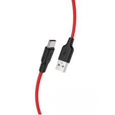 Кабель HOCO X21 Plus USB to Type-C 3A, 1m, silicone, silicone connectors, Black+Red
