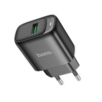 Мережевий зарядний пристрій Hoco C140A Smart single port QC3.0 charger(EU) Black (6942007627788)