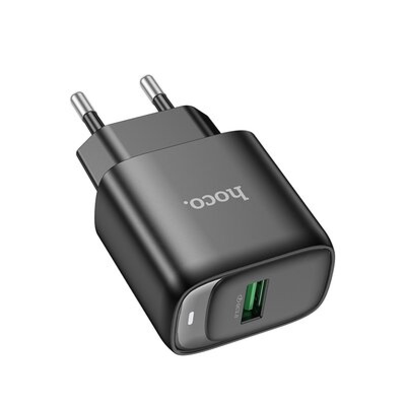 Мережевий зарядний пристрій Hoco C140A Smart single port QC3.0 charger(EU) Black (6942007627788)