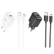 Мережевий зарядний пристрій Hoco C140A Smart single port QC3.0 charger set(Type-C)(EU) Black (6942007627825)
