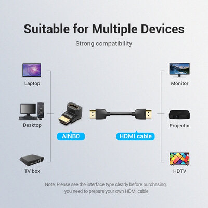 АДАПТЕР VENTION HDMI 270 DEGREE MALE TO FEMALE ADAPTER BLACK (AINB0)