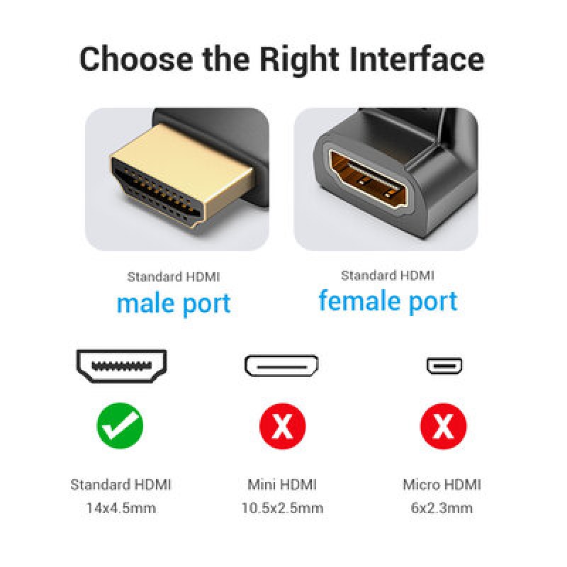 АДАПТЕР VENTION HDMI 270 DEGREE MALE TO FEMALE ADAPTER BLACK (AINB0)