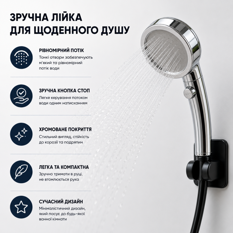 Портативний душ з насосом на акумуляторі та цифровим дисплеєм - срібний