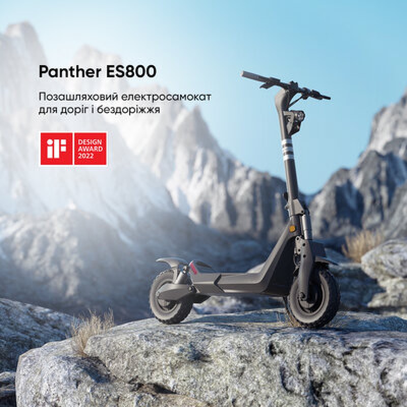 Електросамокат OKAI ES800 Panther Off-Road Black 12", 1500(3000)W, Dual Motor, 19,2Ah, 50km, 60kmh, 35%, NFC, App, 43kg (ES800-B)