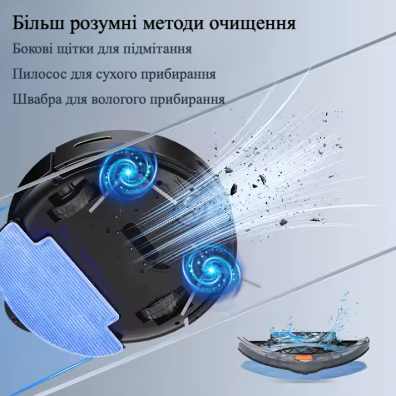 Робот-пилосос миючий TUYA D3 з вбудованим штучним інтелектом - чорний
