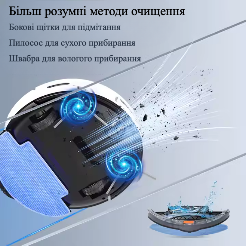 Робот-пилосос миючий TUYA D3 з вбудованим штучним інтелектом - білий