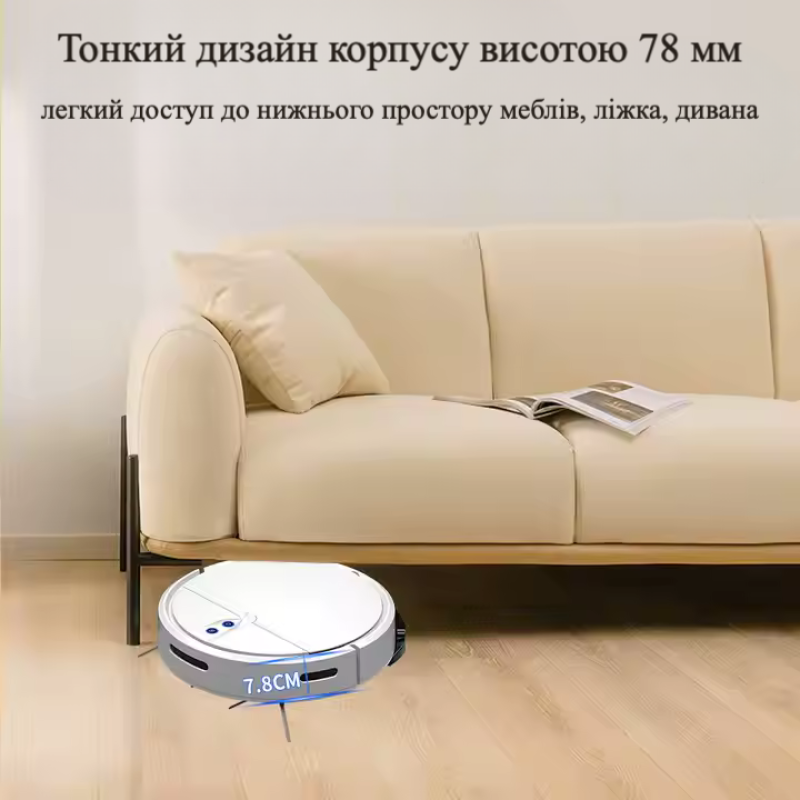 Робот-пилосос миючий TUYA D3 з вбудованим штучним інтелектом - білий
