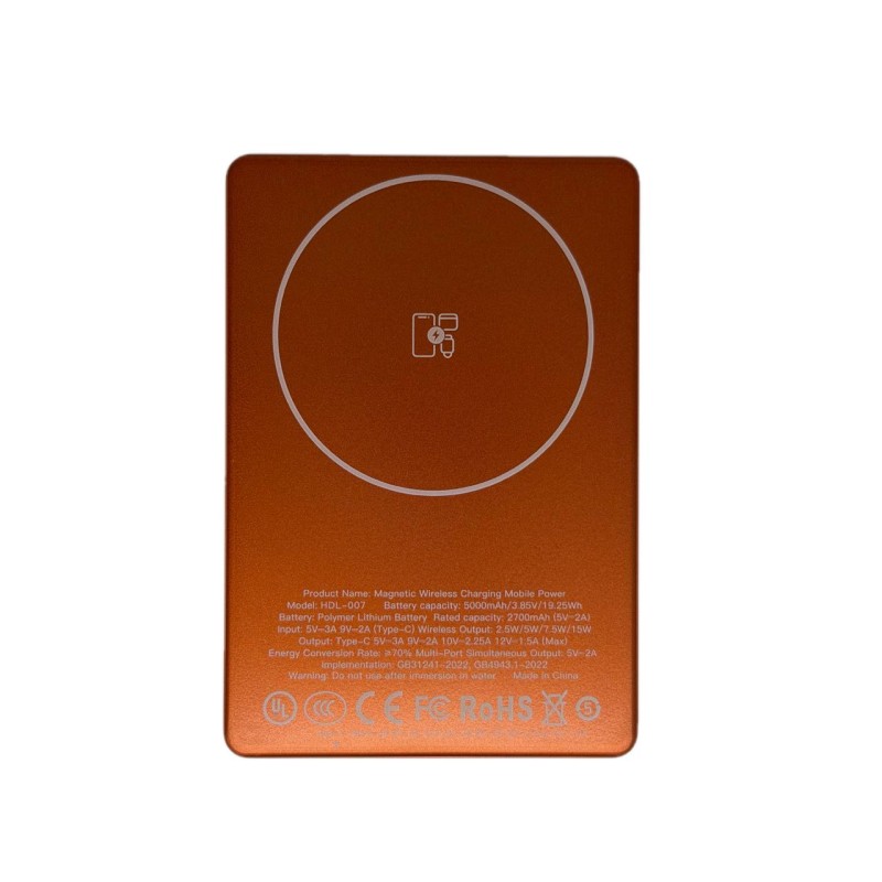 Повербанк 007 5000 mAh 20W з FTF-дисплеєм (MagSafe) - помаранчевий