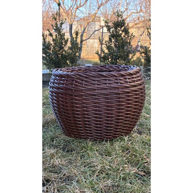 Кашпо з ротангу 12 л (ручна робота), стильний горщик для квітів - червоний клен з джгутиком та косичкою