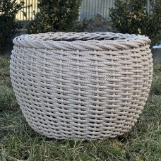 Кашпо з ротангу 12 л (ручна робота), стильний горщик для квітів - мармуровий бежевий