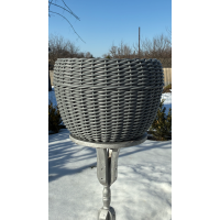 Кашпо з ротангу 20 л (ручна робота), великий горщик для рослин - cірий кварц з косичкою