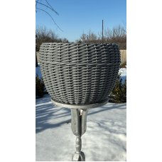 Кашпо з ротангу 20 л (ручна робота), великий горщик для рослин - cірий кварц з косичкою