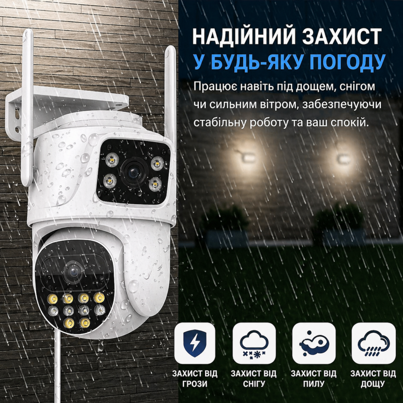 Вулична IP-камера відеоспостереження з двома обʼєктивами
