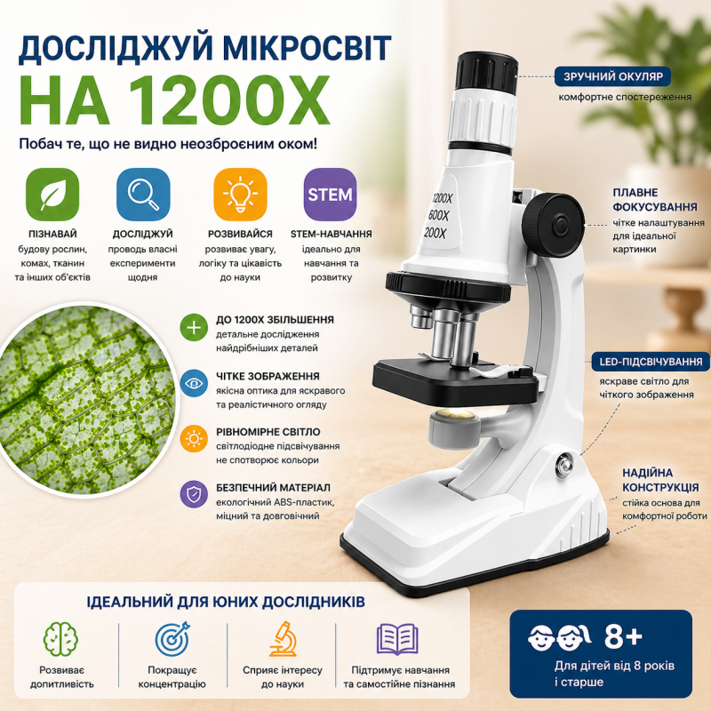 Дитячий навчальний мікроскоп STEM - чорний