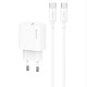 Мережевий зарядний пристрій USAMS-OYXLTZ01 Fast Charger Kit - Yi Series(CC226 PD20W Fast Charger (EU)+SJ711 60W Type-C To Type-C Cable) white (OYXLTZ01)