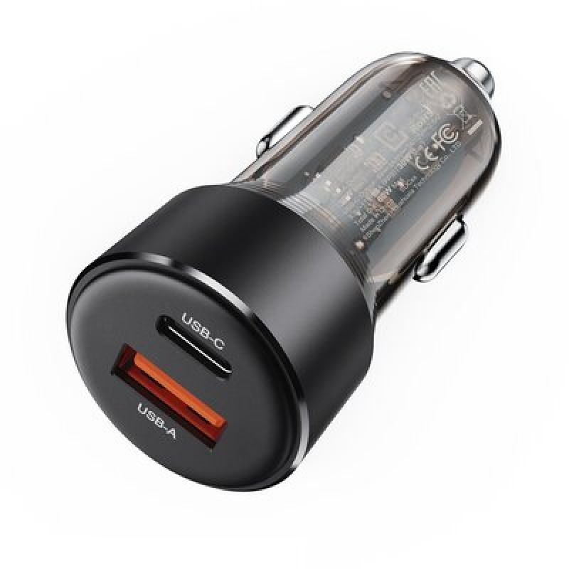 Автомобільний зарядний пристрій ACEFAST B12 60W (USB-A+USB-C) dual-port car charger Black (6974316282914)