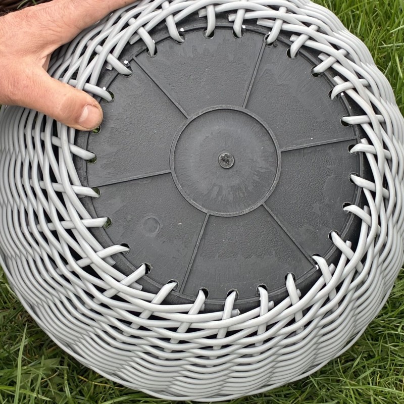 Кашпо з ротангу 12 л (ручна робота), стильний горщик для квітів - мармуровий бежевий