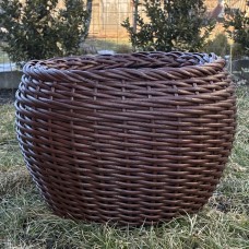 Кашпо з ротангу 12 л (ручна робота), стильний горщик для квітів - червоний клен з джгутиком та косичкою