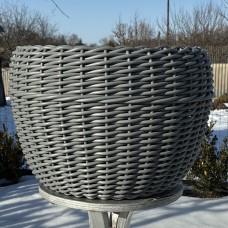Кашпо з ротангу 20 л (ручна робота), великий горщик для рослин - cірий кварц з косичкою