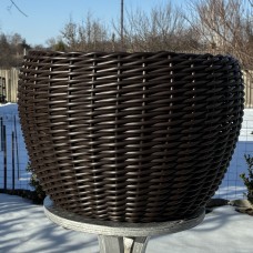 Кашпо з ротангу 20 л (ручна робота), великий горщик для рослин - темно-коричневий