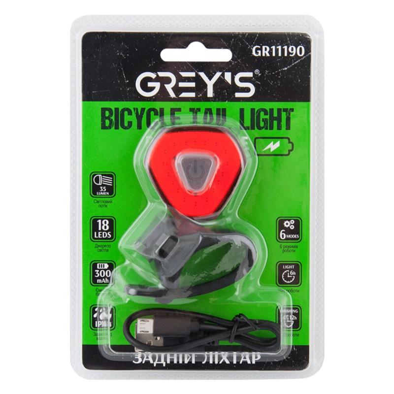 Велосипедний задній ліхтар 18xLEDs 35lm 260mAh microUSB