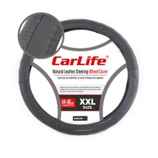 Чохол на кермо CarLife 44-46 см шкіряний, чорний