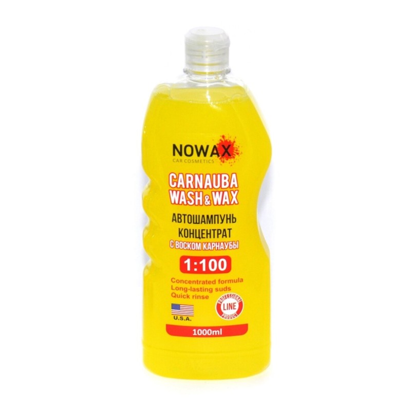 Автошампунь Nowax Carnauba Wash&Wax концентрат 1:100 карнаубський віск, 1л