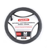 Чохол на кермо Carlife 37-39 см шкіряний чорний SW225M
