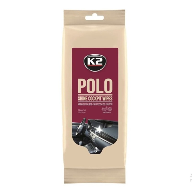 Вологі серветки K2 Polo Shine Cockpit Wipes для очищення панелі приладів та пластикових деталей