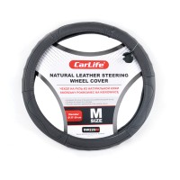 Чохол на кермо CarLife 39-41 см шкіряний чорний SW229L