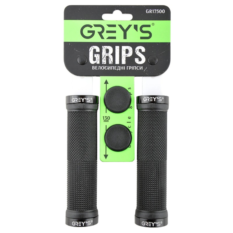 Гріпси керма Grey's з гумовим покриттям 130мм чорні 2шт GR17500