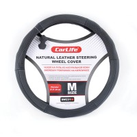 Чохол на кермо Carlife 37-39 см шкіряний, чорний SW231M