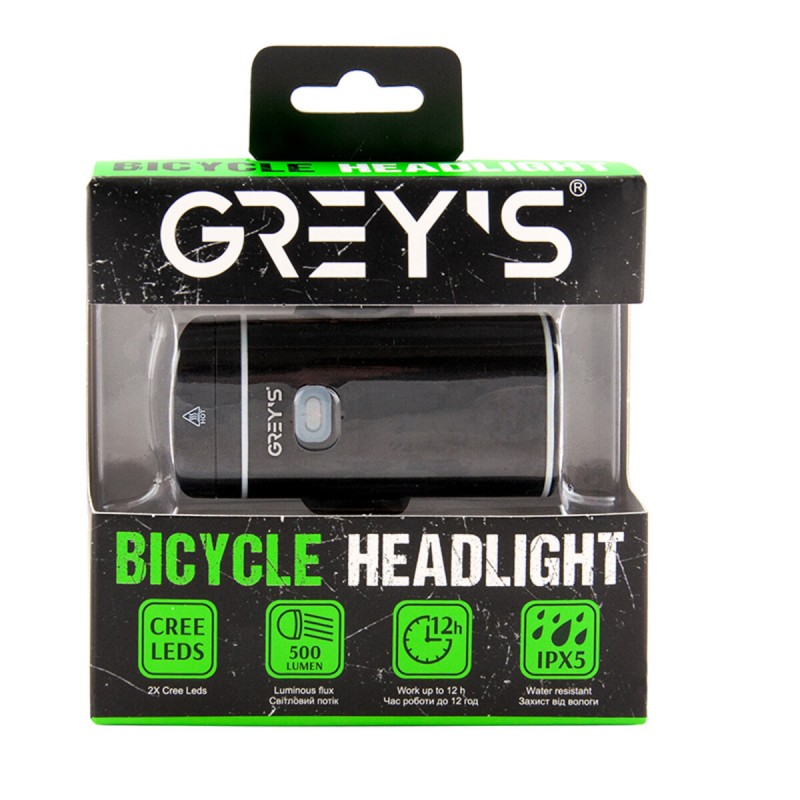 Ліхтарик на велосипед Grey's LED 2xCree XP-G 500lm 1800mAh microUSB