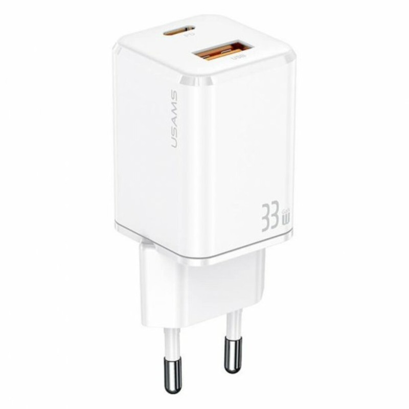 МЗП Usams US-CC144 T43 33W Dual Ports GaN Mini Fast 1A+1C Charger (EU) White