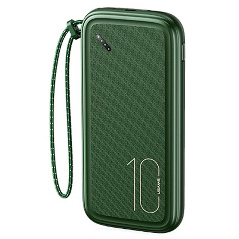 Зовнішній акумулятор Usams US-CD150 PB56 Power Bank with Lanyard 10000mah Dark Green